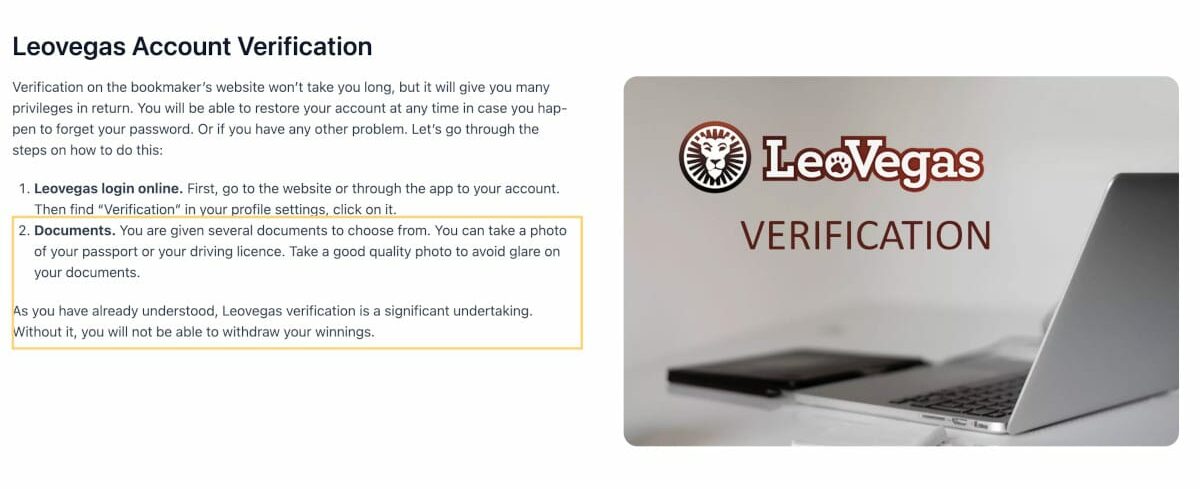 LeoVegas does require you to verify identity