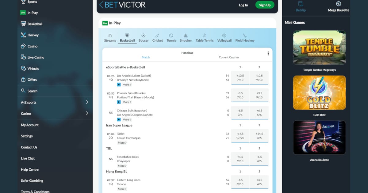 In play betting at Betvictor Canada
